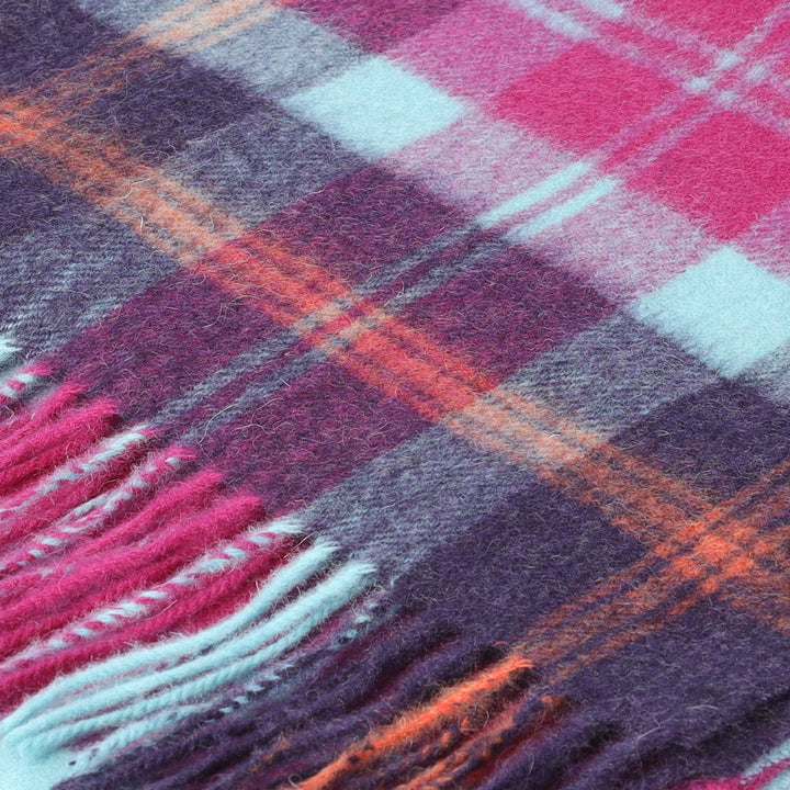 Edinburgh 100% Lambswool Scarf – Premium Soft Wool Wrap - BAIRD CHECK TURQUOISE