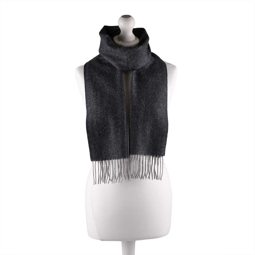 Edinburgh 100% Lambswool Scarf Herringbone Charcoal