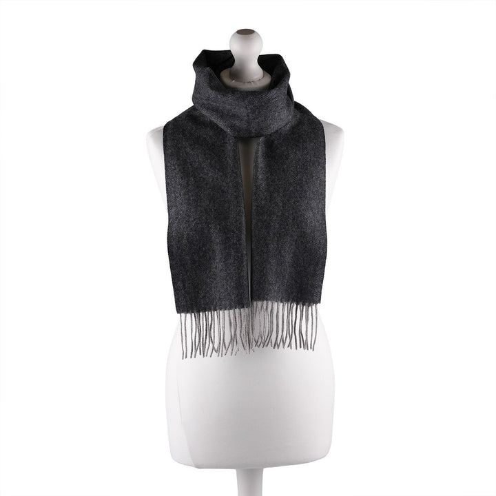Edinburgh 100% Lambswool Scarf Herringbone Charcoal