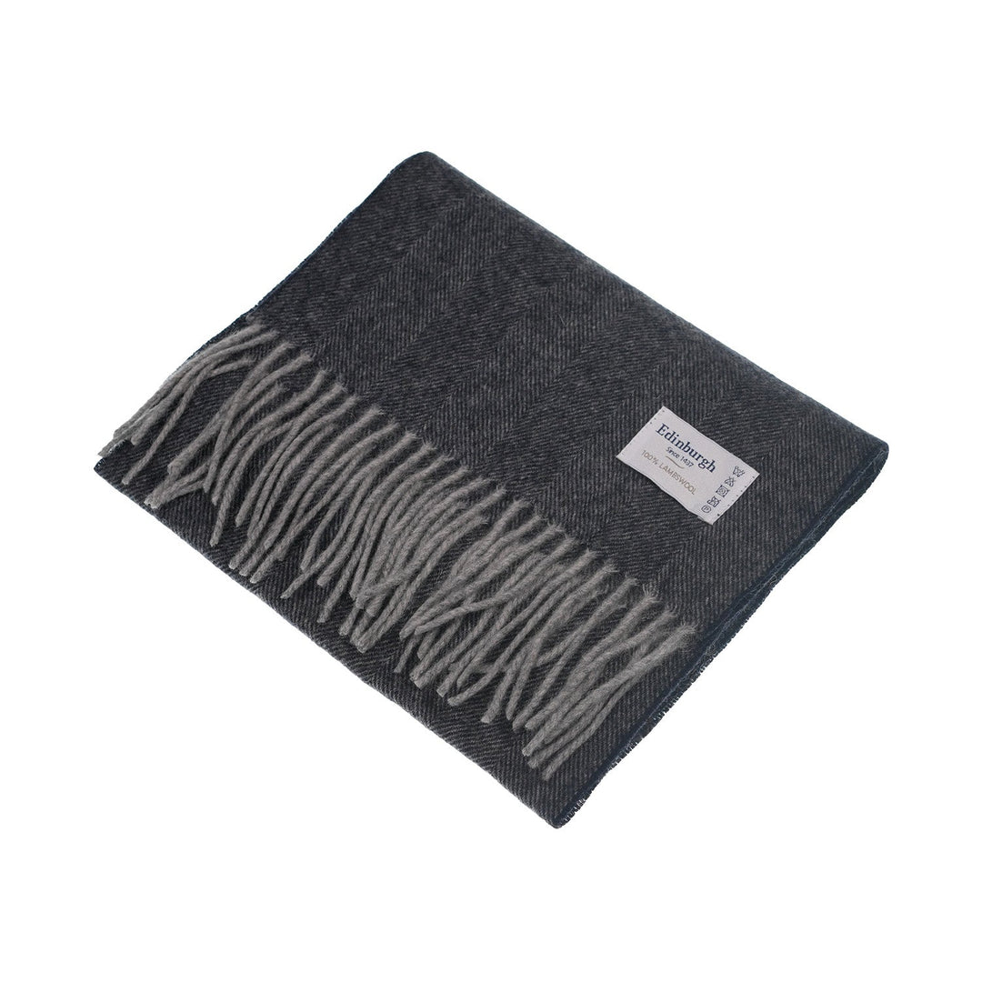 Edinburgh 100% Lambswool Scarf Herringbone Charcoal