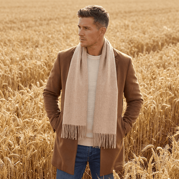 Edinburgh 100% Lambswool Scarf – Premium Soft Wool Wrap - Plain Vicuna