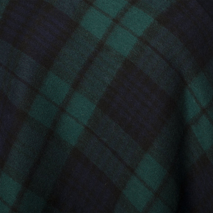 Edinburgh Lambswool Long Tartan Cape - Premium Plaid Wrap - Black Watch