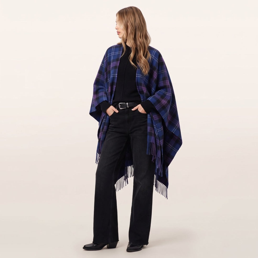 Edinburgh Lambswool Long Tartan Cape - Premium Plaid Wrap - Heritage Of Scotland