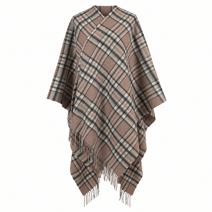 Edinburgh Lambswool Long Tartan Cape - Premium Plaid Wrap - Royal Stewart Vintage Pink