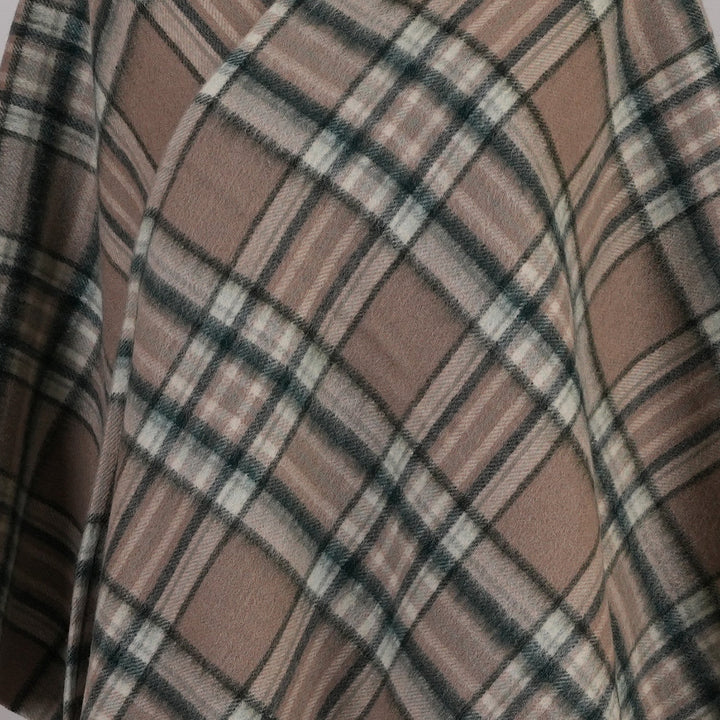 Edinburgh Lambswool Long Tartan Cape - Premium Plaid Wrap - Royal Stewart Vintage Pink