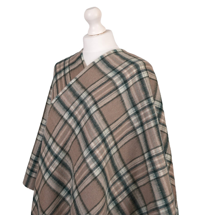 Edinburgh Lambswool Long Tartan Cape - Premium Plaid Wrap - Royal Stewart Vintage Pink