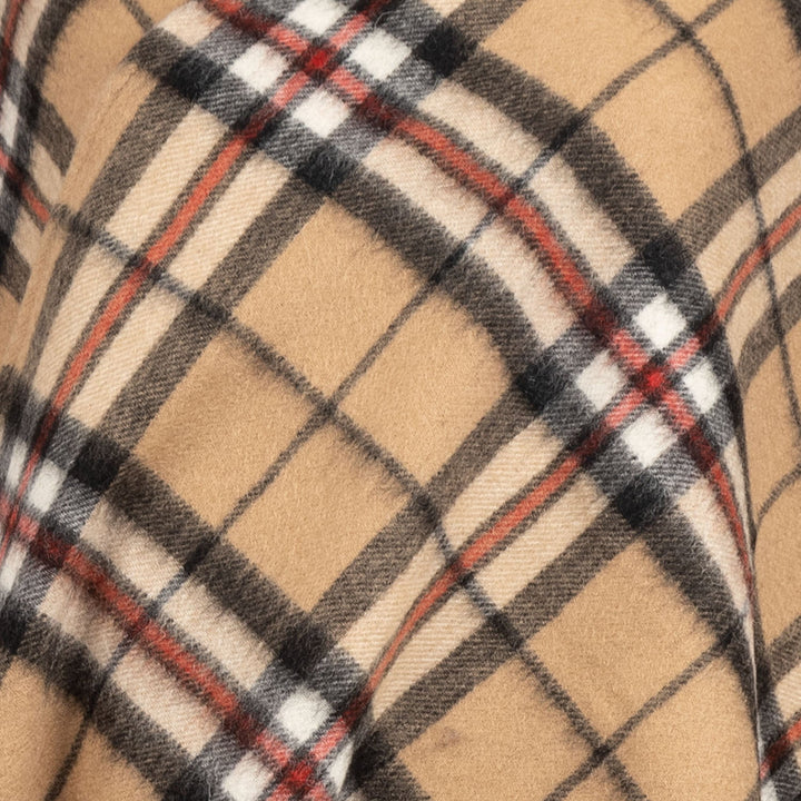 Edinburgh Lambswool Long Tartan Cape - Premium Plaid Wrap - Thomson Camel
