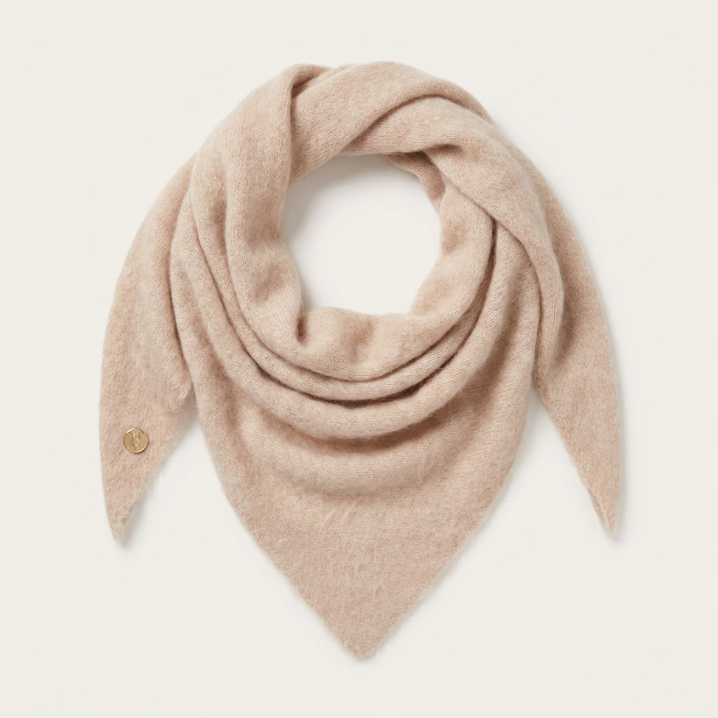 Pure Brushed Luxury Cashmere Triangle Head Scarf - REED