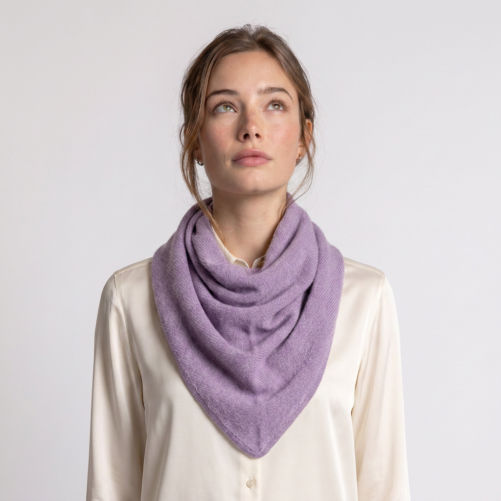 Women’s Luxury Ribbed Cashmere Triangle Scarf - HEATHER