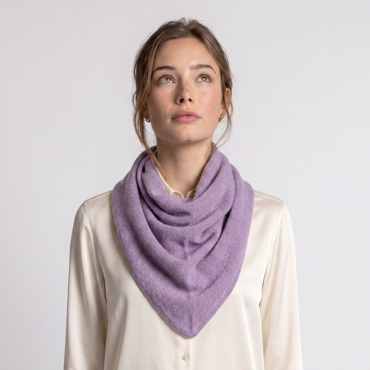 Women’s Luxury Ribbed Cashmere Triangle Scarf - HEATHER