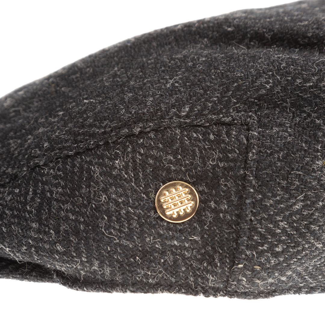 Heddle &amp; Reed Harris Tweed® Flat Cap - Black Herringbone