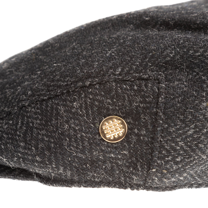 Heddle &amp; Reed Harris Tweed® Flat Cap - Black Herringbone
