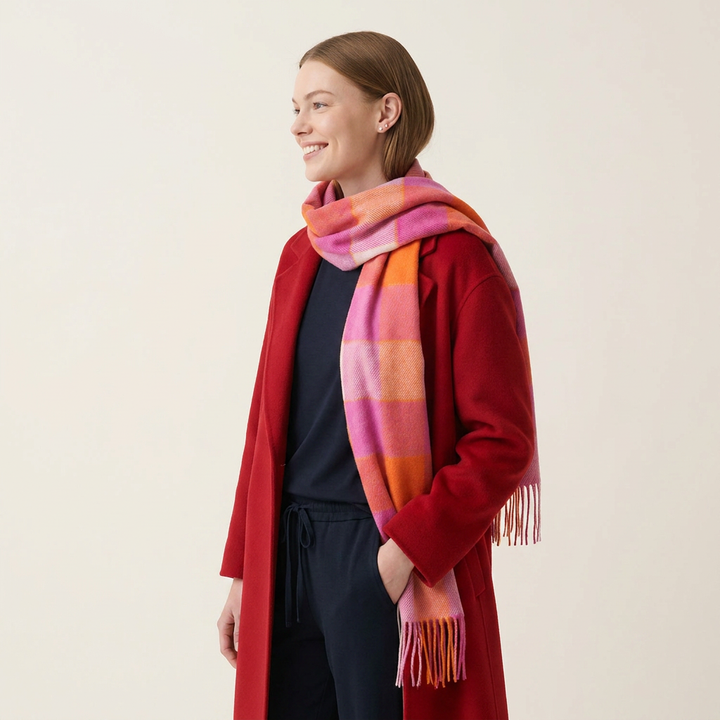 Tartan Weaving Mill 100% Pure Cashmere Scarf – Made in Scotland - SUMMER BLOCK SCARF