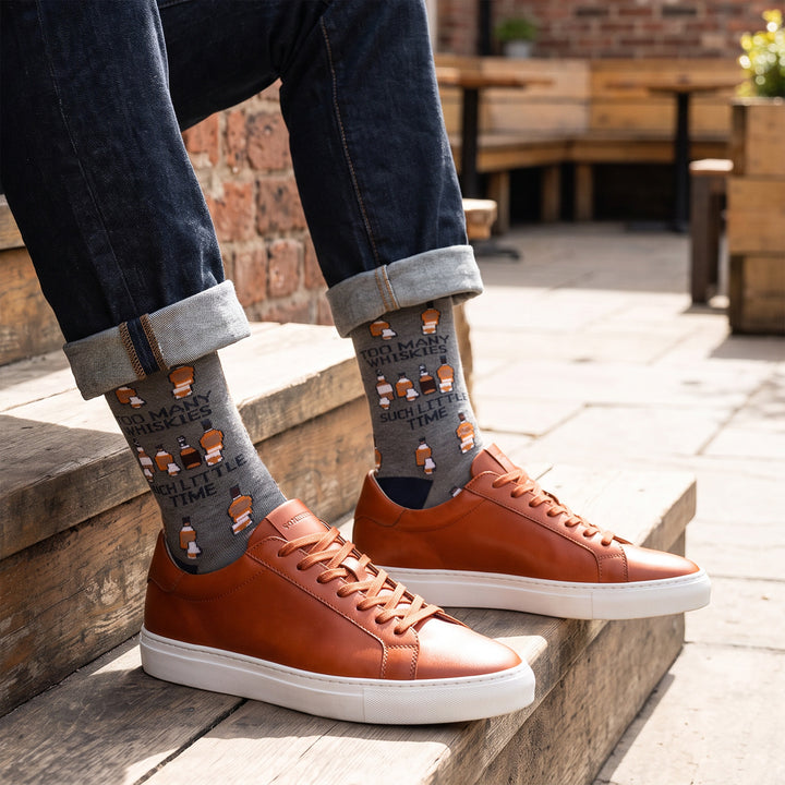 Men’s Luxury Bamboo Socks – Soft, Breathable &amp; Stylish Everyday Comfort - TOO MANY WHISKIES GREY