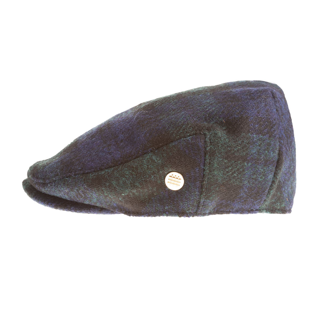 Heddle &amp; Reed Tartan Harris Tweed® Flat Cap Black Watch