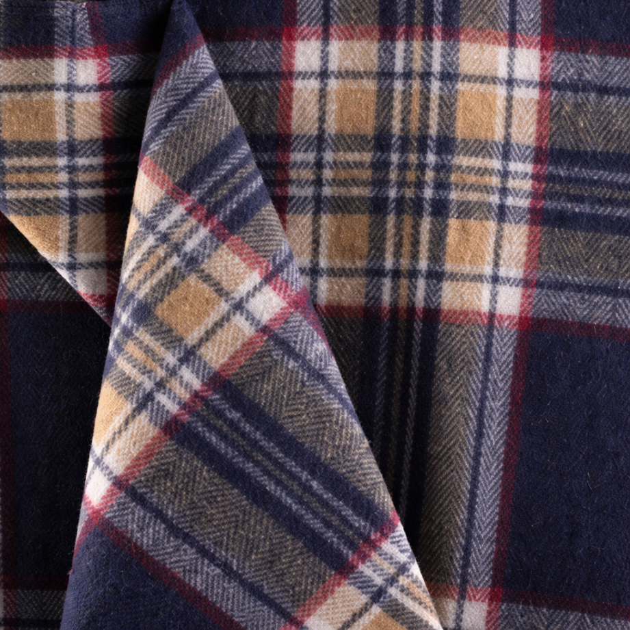 Scottish Tartan Wool-Blend Blanket Throw – Highland Comfort - STEWART NAVY