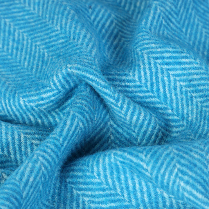 Highland Wool Blend Extra Warm Herringbone Blanket - Turquoise