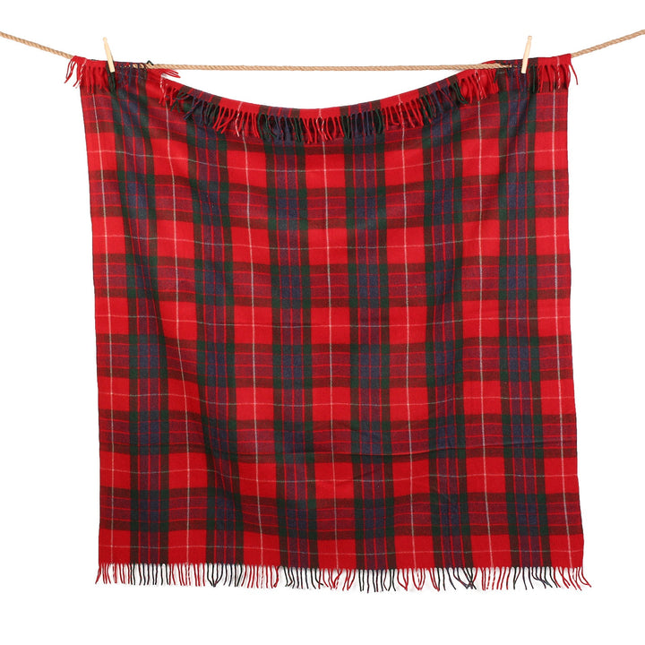 Highland Wool Blend Tartan Blanket Throw – Extra Warm Scottish Wool Blend – FRASER RED