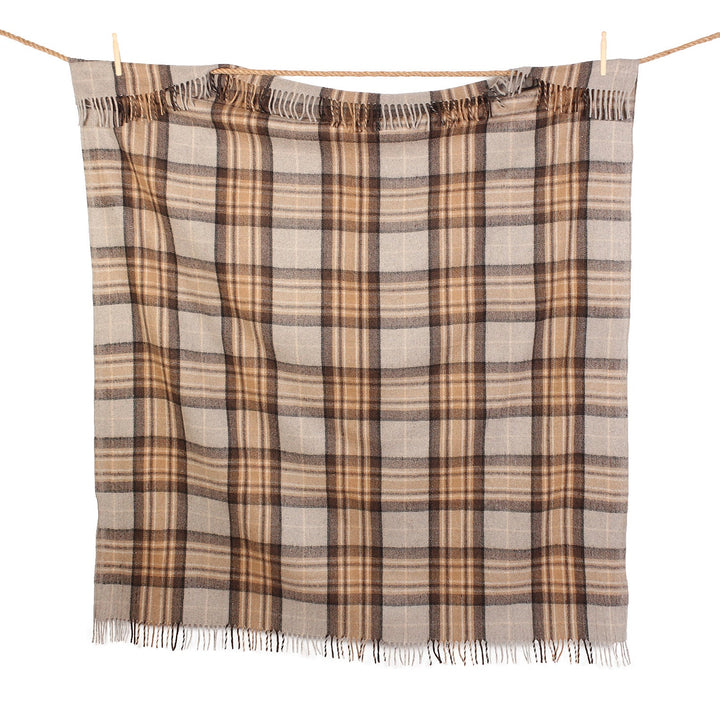 Highland Wool Blend Tartan Blanket Throw – Extra Warm Scottish Wool Blend – MACKELLAR NATURAL