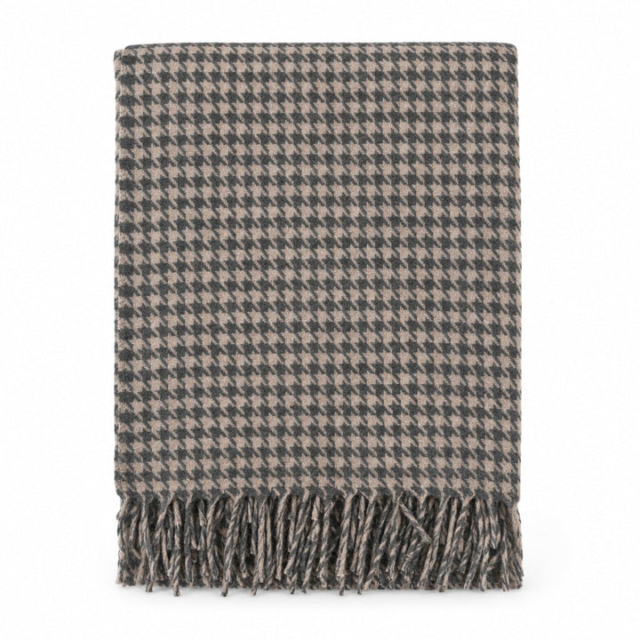 Houndstooth Blanket Natural Mid – Soft Cosy Throw
