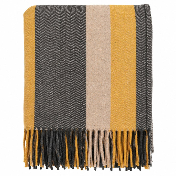 Stripe Herringbone Wool Blanket - Natural Taupe