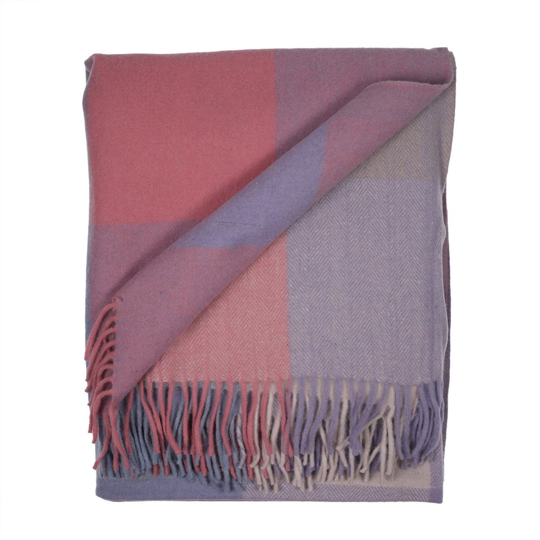 The Cosy Check – Recycled Wool Block-Check Herringbone Blanket - PASTLES
