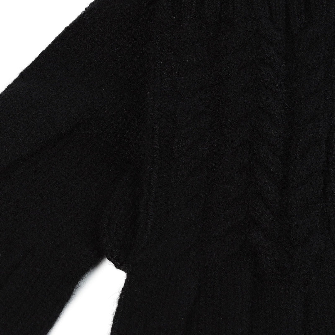 100% Cashmere Ladies Cable Glove Black - Dunedin Cashmere