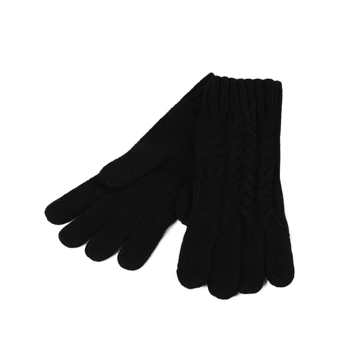 100% Cashmere Ladies Cable Glove Black - Dunedin Cashmere