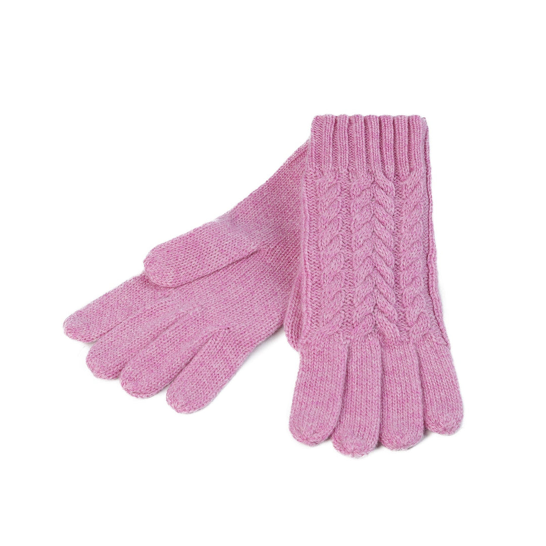 100% Cashmere Ladies Cable Glove Marl Lilac - Dunedin Cashmere