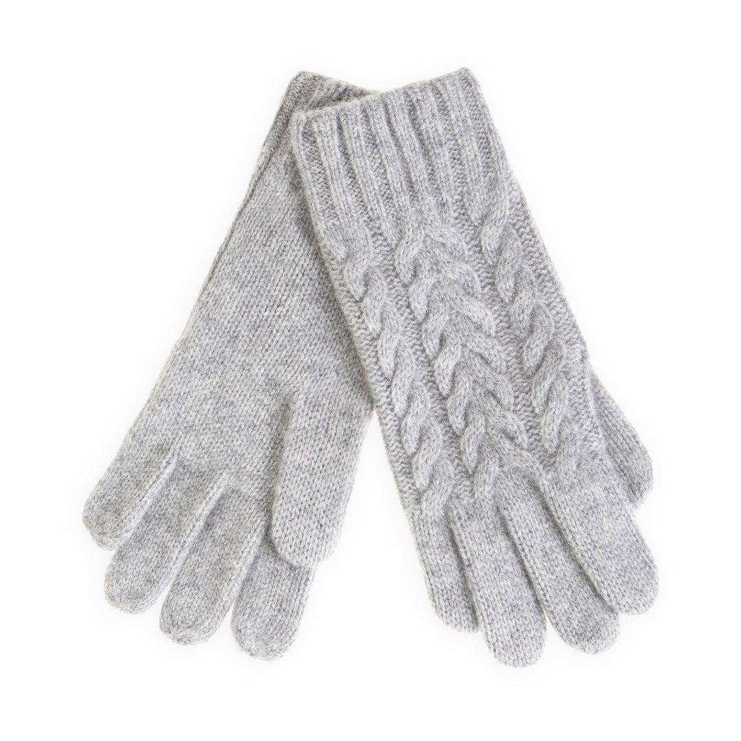 100% Cashmere Ladies Cable Glove Mid Grey - Dunedin Cashmere
