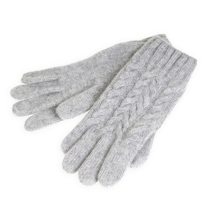 100% Cashmere Ladies Cable Glove Mid Grey - Dunedin Cashmere