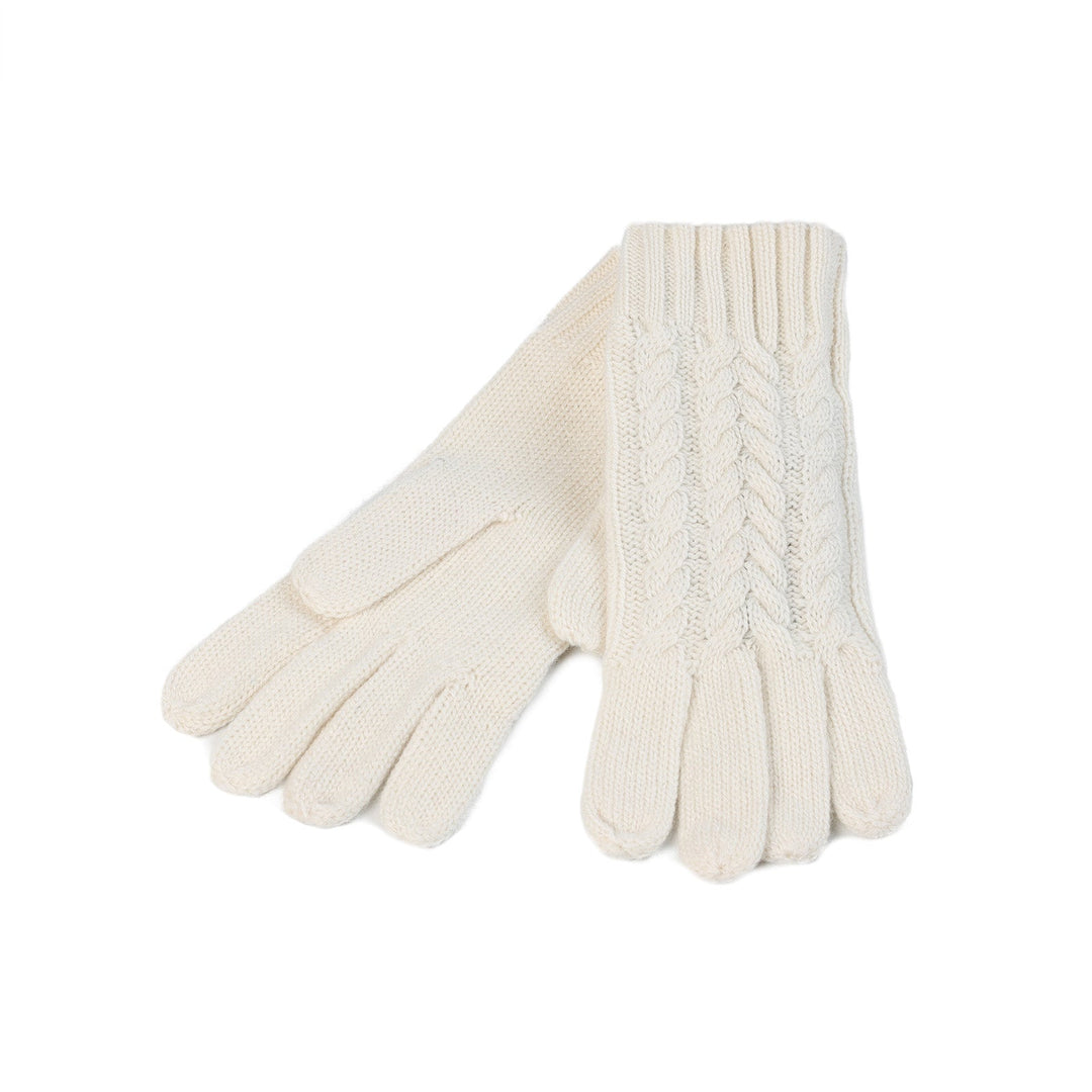 100% Cashmere Ladies Cable Glove White - Dunedin Cashmere