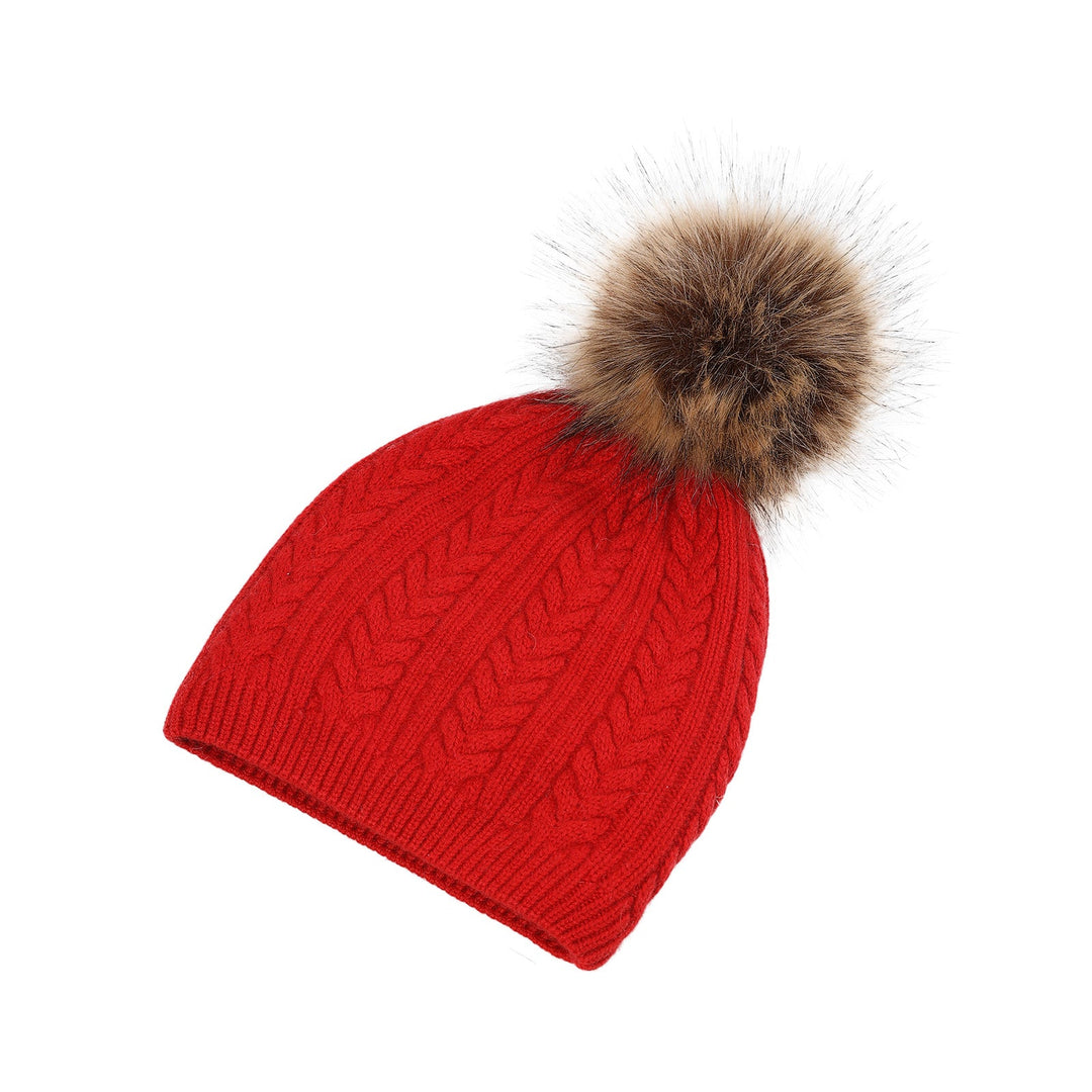 100% Cashmere Ladies Cable Rib Beanie Cardinal - Dunedin Cashmere