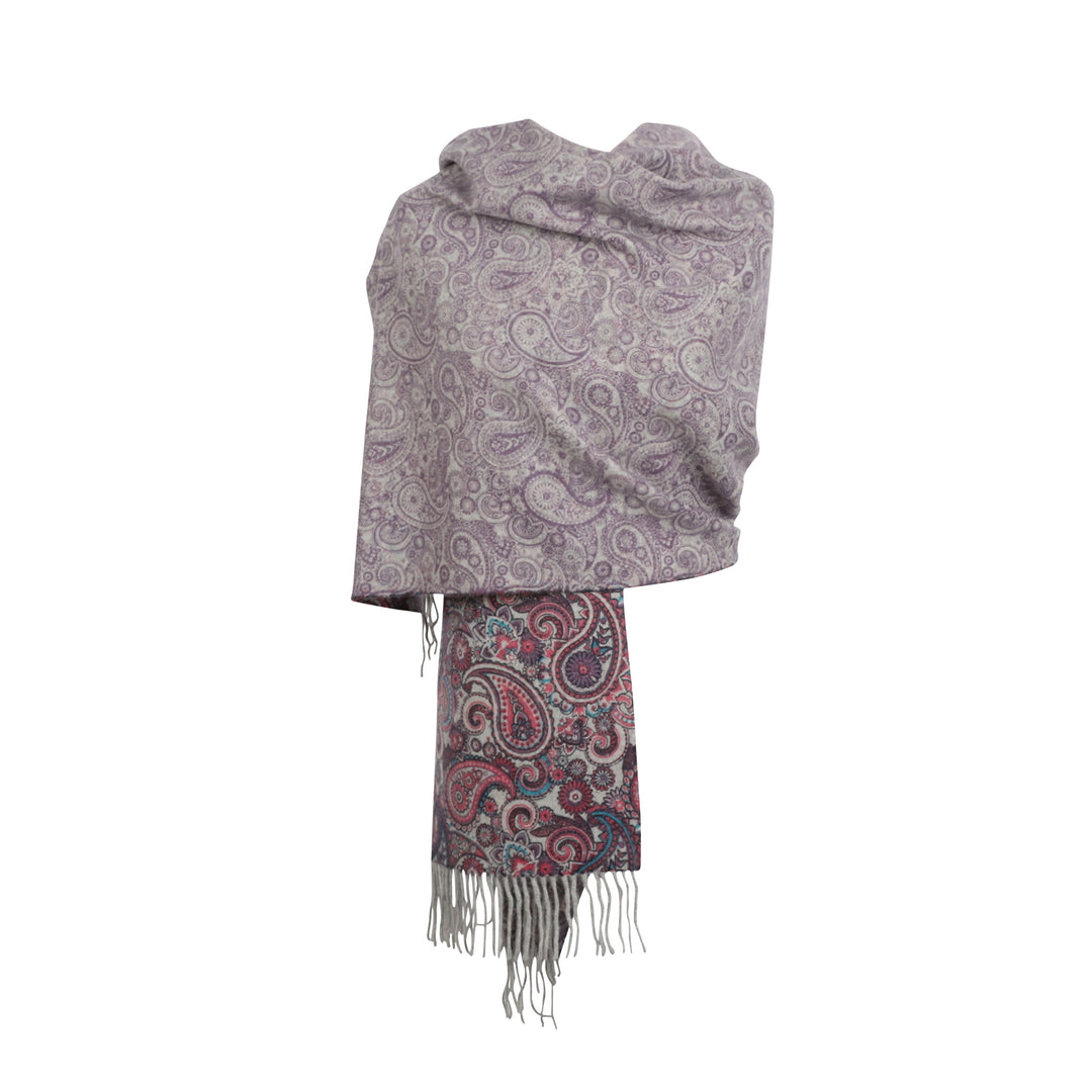 Women's Paisley Double Sided Cashmere Stole Pink