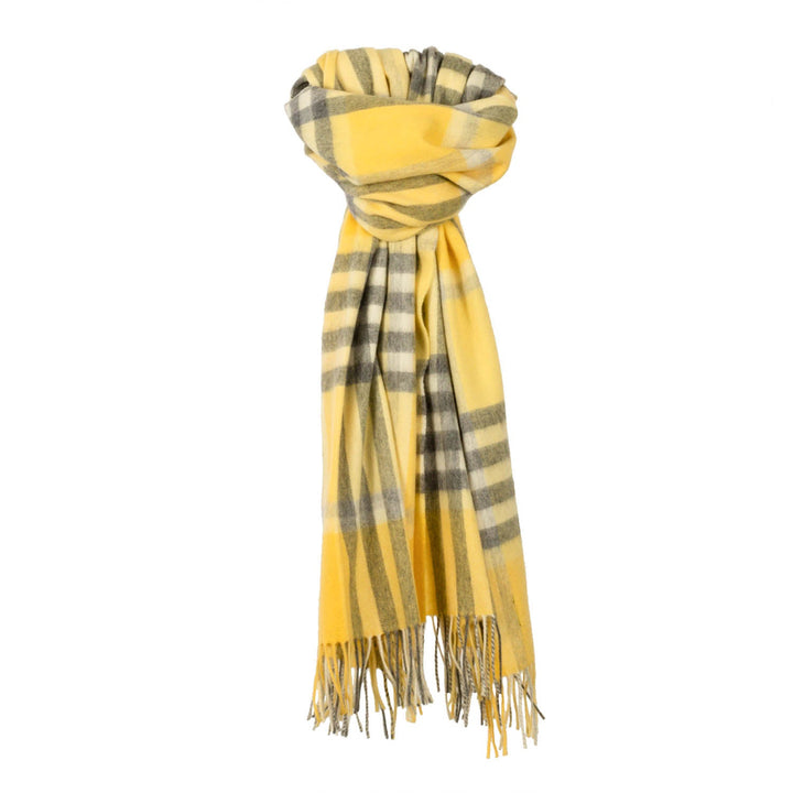 90/10 Tartan Cashmere Blanket Scarf Yellow - Dunedin Cashmere