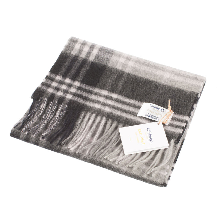 Edinburgh Cashmere Scarf  Jk Check - Black/Silver