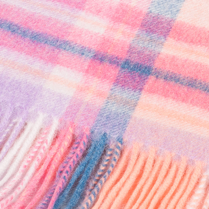 Edinburgh Cashmere Scarf  Molton Check - Coral/Heather