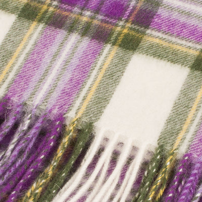Edinburgh 100% Lambswool Scarf  Purple Stewart - Optical/Chive