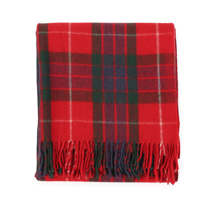 Highland Wool Blend Tartan Blanket / Throw Extra Warm Fraser Red