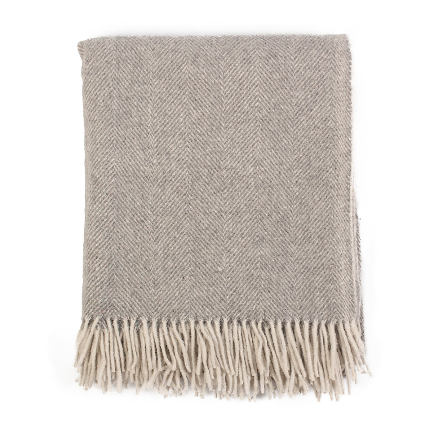 Highland Wool Blend Herringbone Blanket Grey Medium