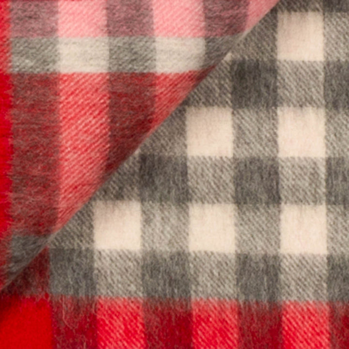 90/10 Tartan Cashmere Blanket Scarf  Red