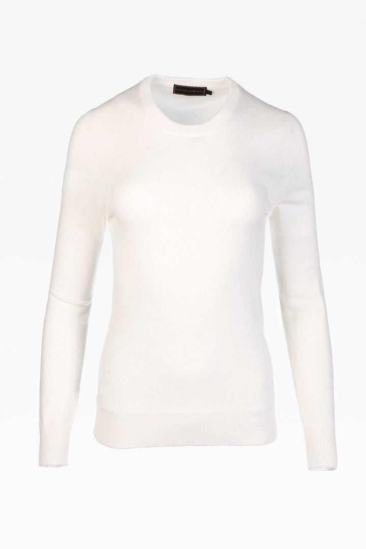 Ella Ladies Crew Neck in Angel White: Premium Cashmere & Wool Blend