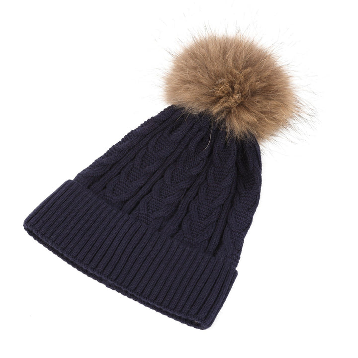 Cable Pom Hat Ft Navy/Navy - Dunedin Cashmere