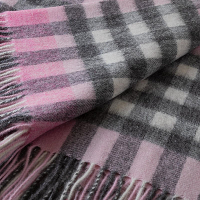 Chequer Cashmere Blend Blanket Pink - Dunedin Cashmere