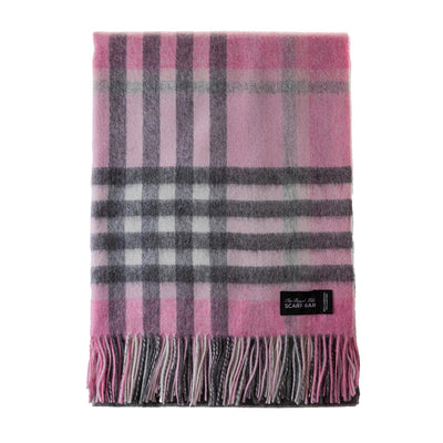 Chequer Cashmere Blend Blanket Pink - Dunedin Cashmere