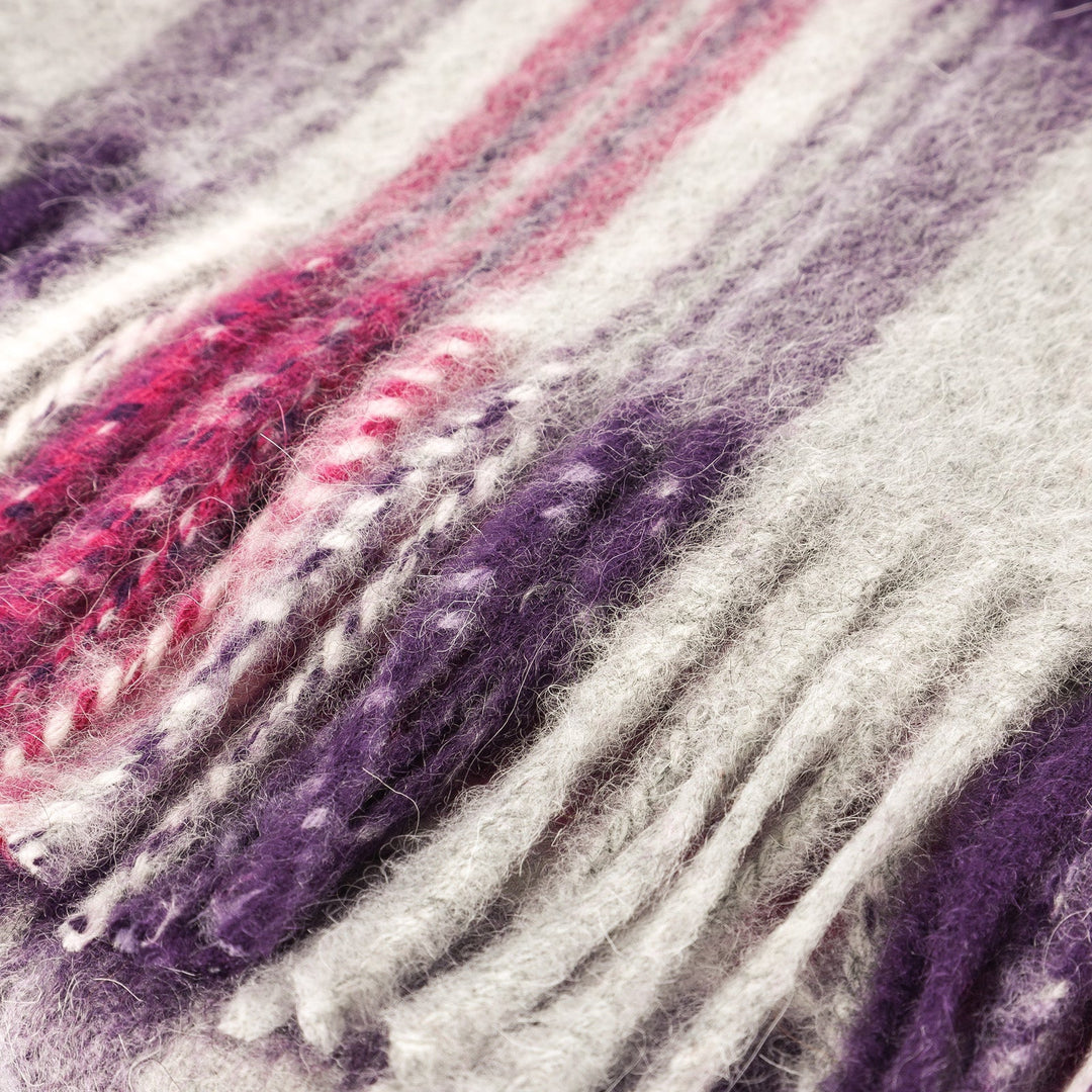 Edinburgh 100% Lambswool Scarf Stewart Purple - Dunedin Cashmere