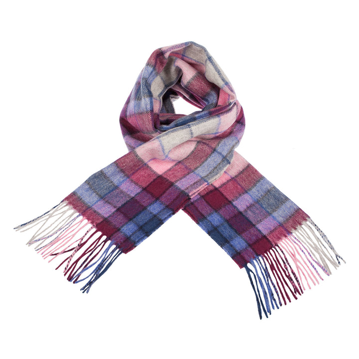 Edinburgh 100% Lambswool Scarf Tie Dye Check - Navy/Pink - Dunedin Cashmere