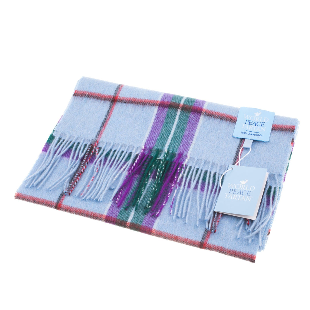 Edinburgh 100% Lambswool Scarf World Peace Tartan - Dunedin Cashmere