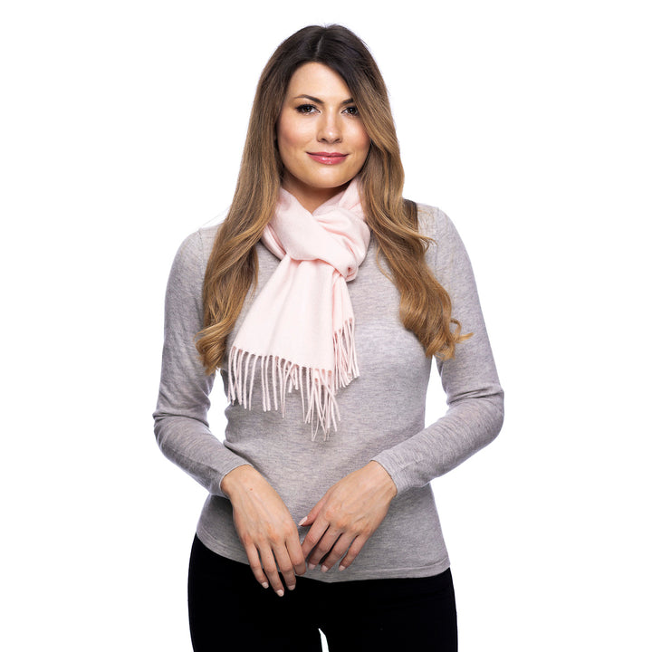 Edinburgh 100% Lambswool Tartan Scarf Light Pink - Dunedin Cashmere