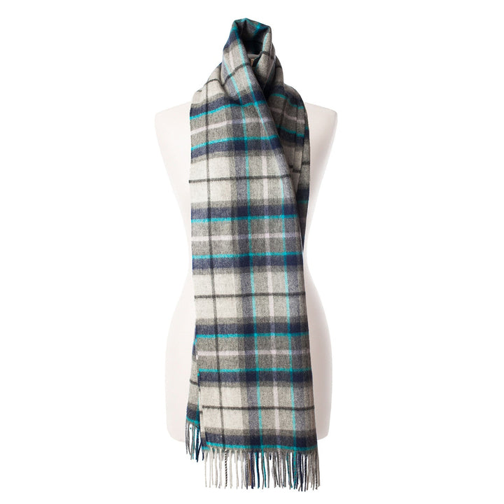 Edinburgh Lambswool Stole Tweed Tartan Dover/Grey Check - Dunedin Cashmere